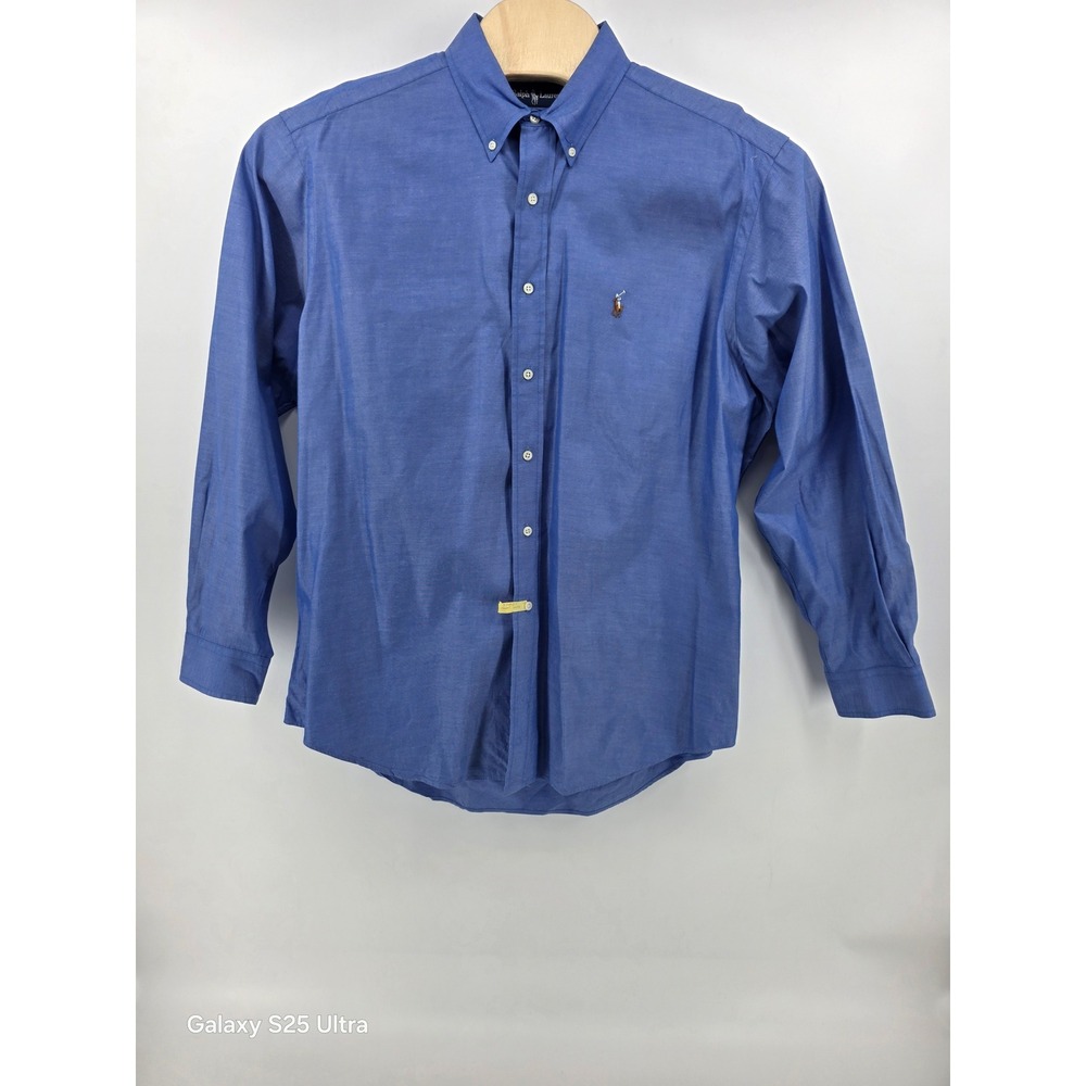 Ralph Lauren Yarmouth Blue Pinpoint Oxford Button Down Shirt Mens 16.5 34/35 - Picture 2 of 8